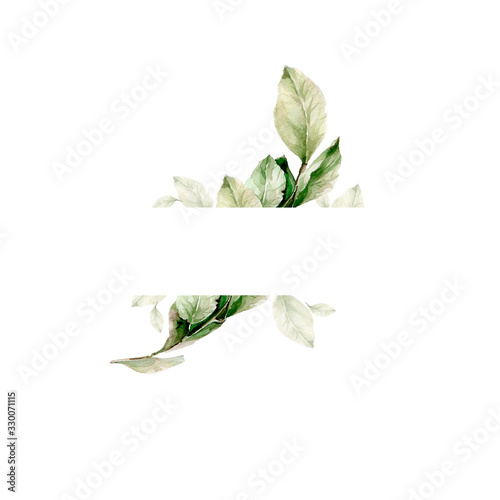 Obraz na płótnie Frame of branches and leaves. watercolor