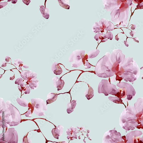 Watercolor seamless pattern. Illustration. Flowers