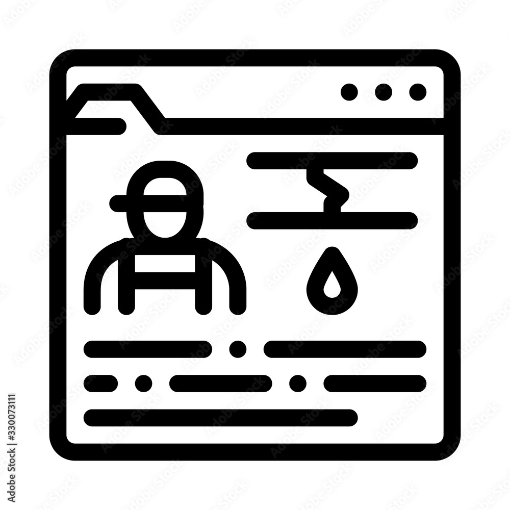 Plumber Web Site Icon Vector. Outline Plumber Web Site Sign. Isolated Contour Symbol Illustration