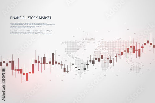 Stock market graph or forex trading chart for business and financial concepts, reports and investment on grey background . Vector illustration
