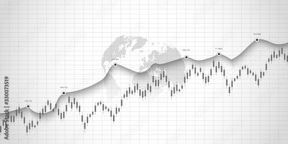 Stock market graph or forex trading chart for business and financial concepts, reports and investment on grey background . Vector illustration Stock market graph or forex trading chart for business and financial concepts, reports and investment on grey background . Vector illustration