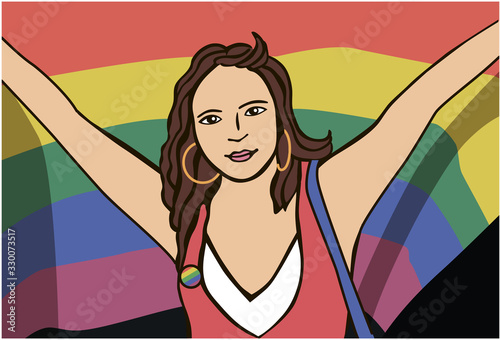 Woman holding pride flag