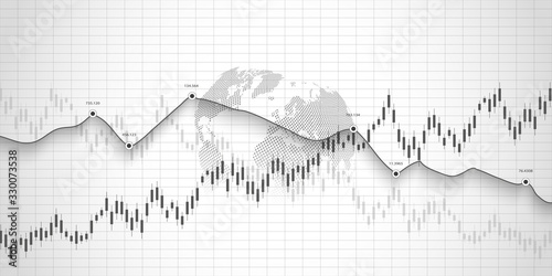 Stock market graph or forex trading chart for business and financial concepts, reports and investment on grey background . Vector illustration