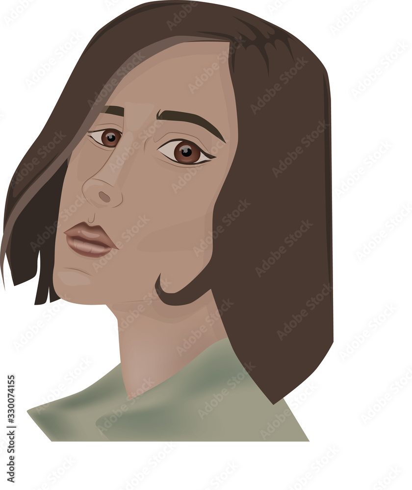 Portrait of a young boy with long hair and big brown eyes Portrait of a young boy with long hair and big brown eyes
