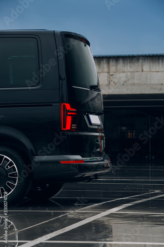 Modern black luxury van rear taillight