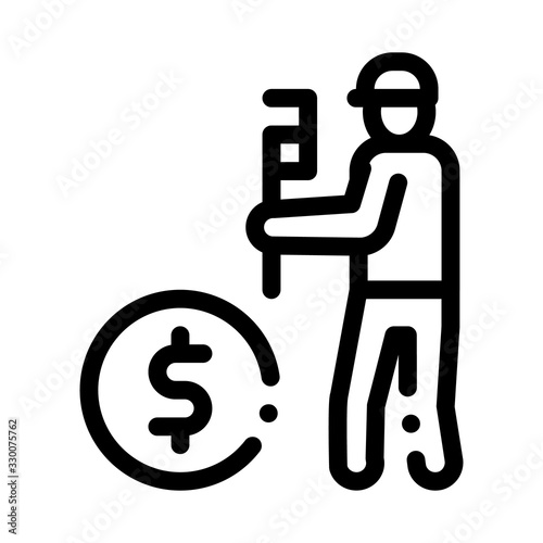 Plumber Fix Cost Icon Vector. Outline Plumber Fix Cost Sign. Isolated Contour Symbol Illustration