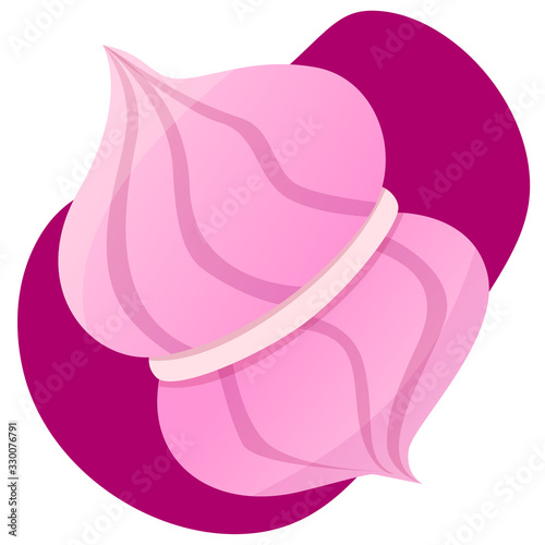 Vector illustration of marshmallow on a purple background. Sweet element of design