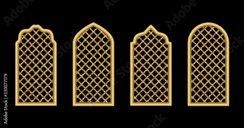 Glittering golden arabic windows