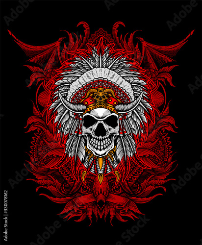 Indiana Apache skull tribal vector illustration design.