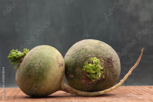 Two Sweet Green Margelan Radishes photo