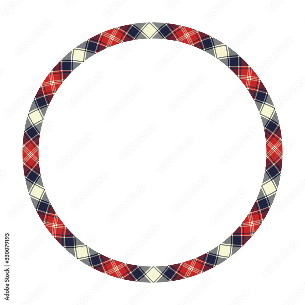 Circle borders and frames vector. Round border pattern geometric vintage frame design. Scottish tartan plaid fabric texture. Template for gift card, collage, scrapbook or photo album and portrait.. Circle borders and frames vector. Round border pattern geometric vintage frame design. Scottish tartan plaid fabric texture. Template for gift card, collage, scrapbook or photo album and portrait..
