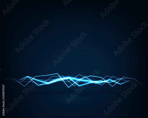 Abstract background vector electric light. Spark flash effect. Bright curved line. Neon glowing curves.