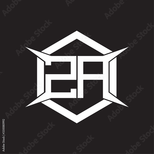 ZA Logo monogram with hexagon and four taper shape design template