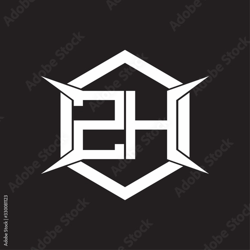 ZH Logo monogram with hexagon and four taper shape design template photo