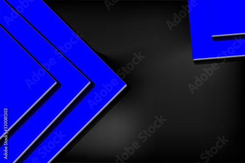 3d bright blue frames or posted note concept on scratch grunge black background.