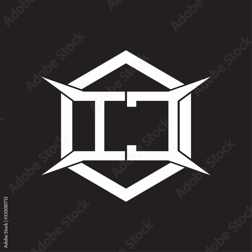 IC Logo monogram with hexagon and four taper shape design template