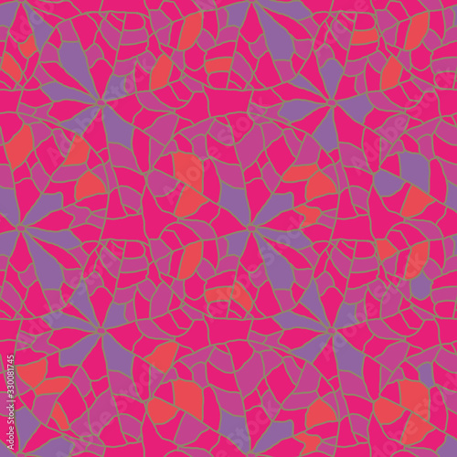 Automn Abstract-Wild Leaves seamless repeat pattern background in pink,orange, and purple,