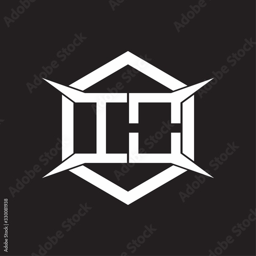IO Logo monogram with hexagon and four taper shape design template