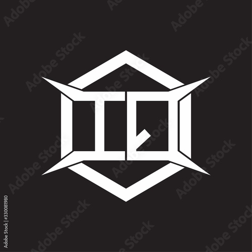 IQ Logo monogram with hexagon and four taper shape design template