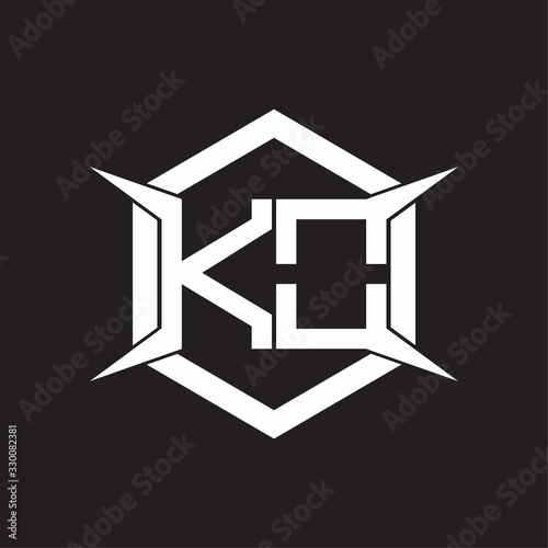 KO Logo monogram with hexagon and four taper shape design template