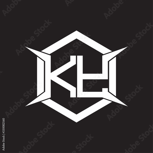 KY Logo monogram with hexagon and four taper shape design template