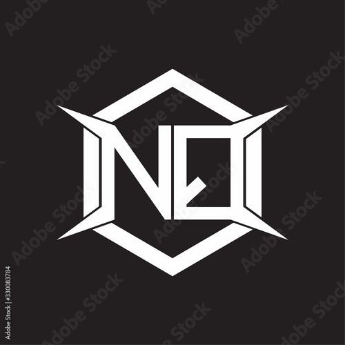 NQ Logo monogram with hexagon and four taper shape design template