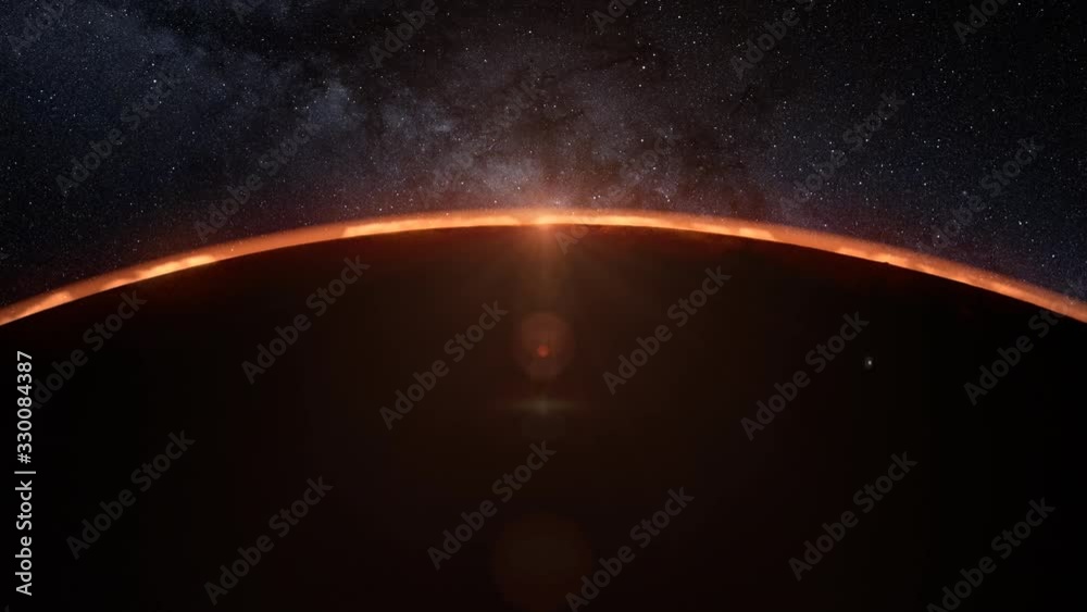 Mars planet sunset sunrise in the space 4k animation