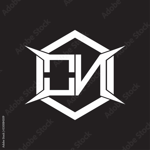 ON Logo monogram with hexagon and four taper shape design template