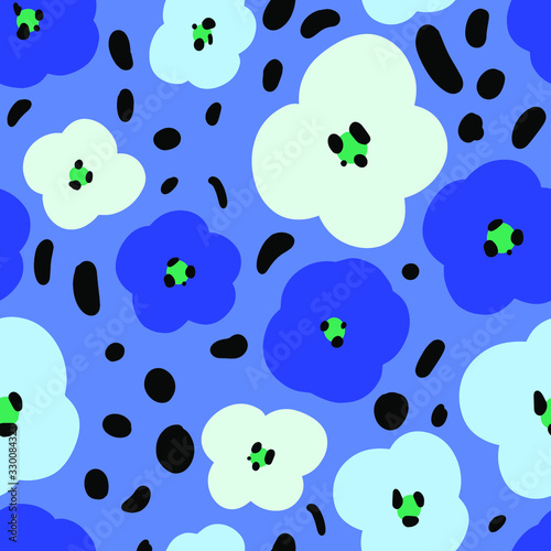 Heartsease hand drawn vector illustration seamless pattern on background. Good for trendy fabric design or textile or wrapping paper