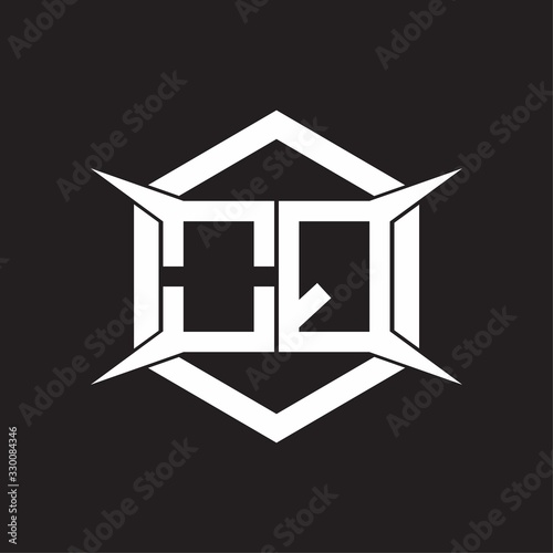 OQ Logo monogram with hexagon and four taper shape design template