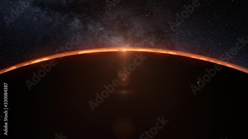 Mars planet sunset sunrise in the space 4k animation