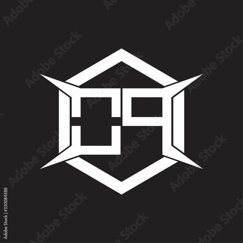 OP Logo monogram with hexagon and four taper shape design template