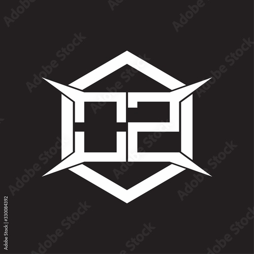 OZ Logo monogram with hexagon and four taper shape design template