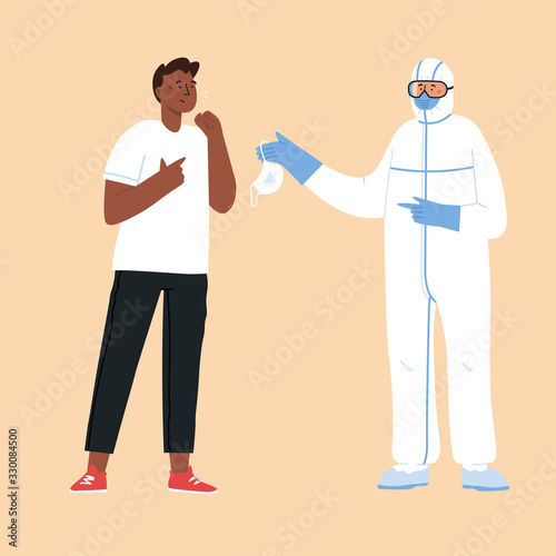Epidemic disease concept. Doctors in protective suit. China pathogen respiratory coronavirus. 