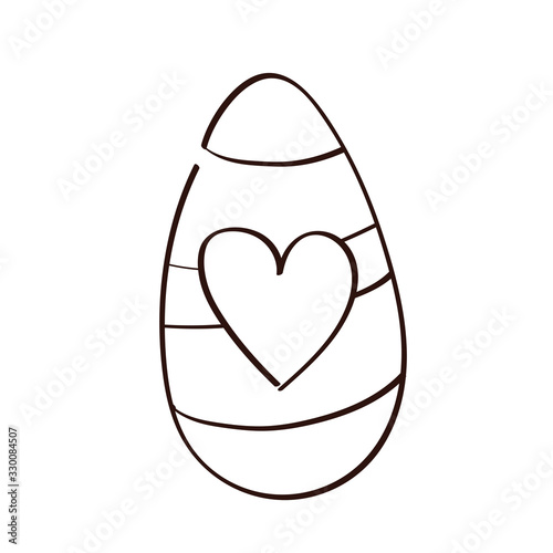 easter egg painted with heart line style