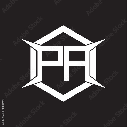 PA Logo monogram with hexagon and four taper shape design template