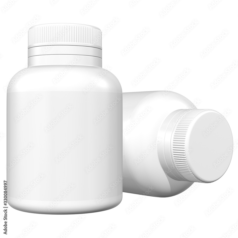 Realistic 3D Bottle Mock Up Template on White Background.3D Rendering Realistic 3D Bottle Mock Up Template on White Background.3D Rendering