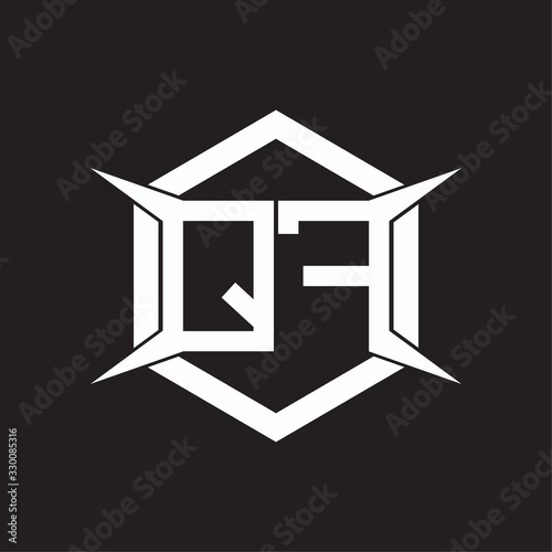 QF Logo monogram with hexagon and four taper shape design template