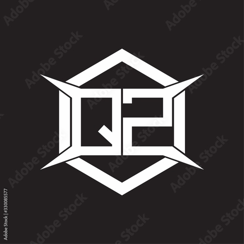 QZ Logo monogram with hexagon and four taper shape design template