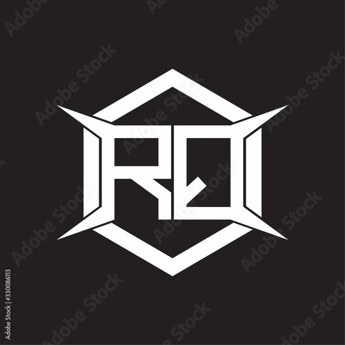 RQ Logo monogram with hexagon and four taper shape design template