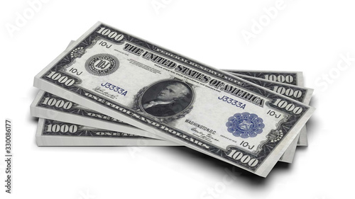 3d rendering of stack of US dollar with white background