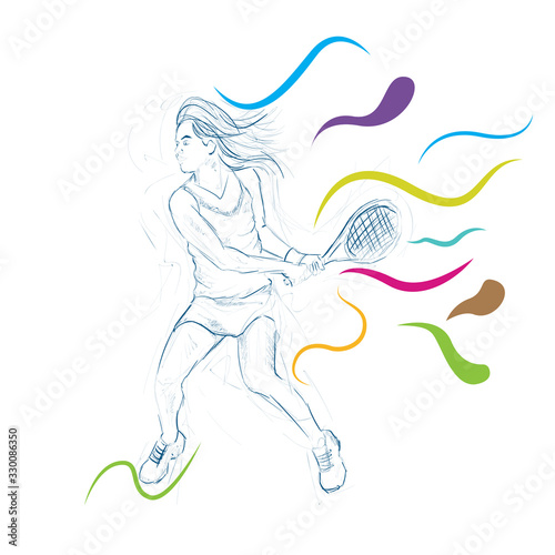 tennis player stylized vector silhouette  emblem or logo template