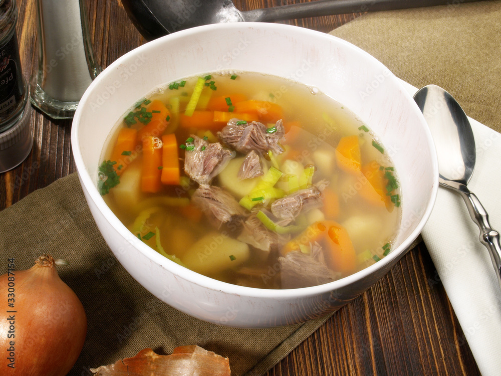 Beef Bone Soup with Vegetables and Spice