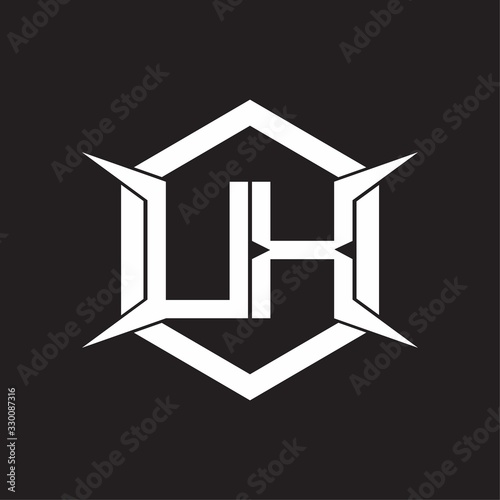 UX Logo monogram with hexagon and four taper shape design template