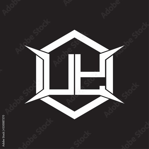 UY Logo monogram with hexagon and four taper shape design template