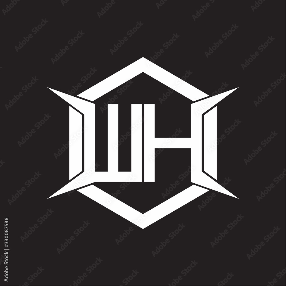 Wh Icon Visual WH Logo monogram with hexagon and four taper shape design template ...