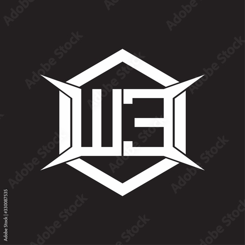 WE Logo monogram with hexagon and four taper shape design template