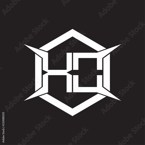 XO Logo monogram with hexagon and four taper shape design template