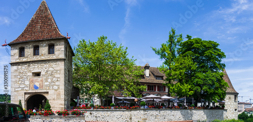 Laufen Castle at the Rheinfalls Switzerland Schaffhausen sunny summer day photo