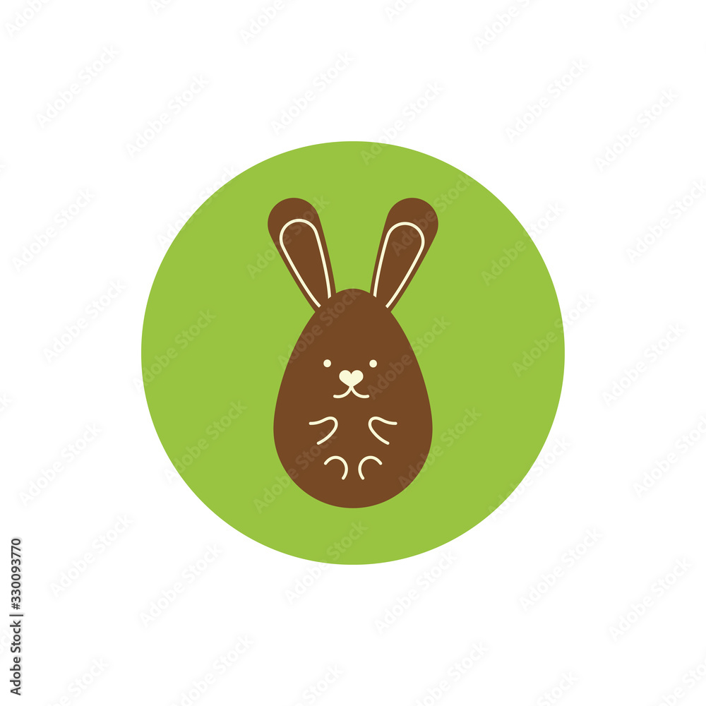 chocolate rabbit of easter egg painted block and flat style chocolate rabbit of easter egg painted block and flat style